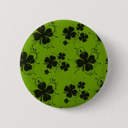 Black Clovers, Lucky Clovers, Saint Patrick's Day Ronde Button 5,7 Cm (Voorkant)