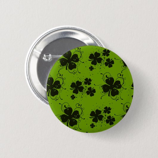 Black Clovers, Lucky Clovers, Saint Patrick's Day Ronde Button 5,7 Cm (Voorkant /achterkant)