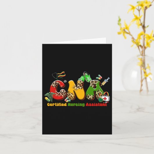 Black CNA Afstuderen gecertificeerd verpleegkundig Kaart (Gele Bloem)