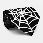 Black Cobweb en Spider, voor bruidegom, Halloween Stropdas (Opgerold)