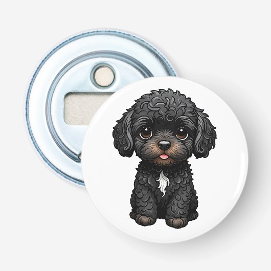 Black Cockapoo Button Flesopener (Voorkant)