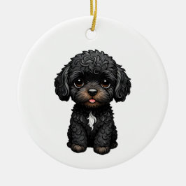 Black Cockapoo Keramisch Ornament