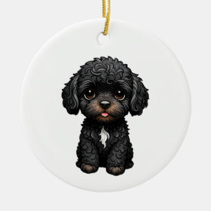 Black Cockapoo Keramisch Ornament