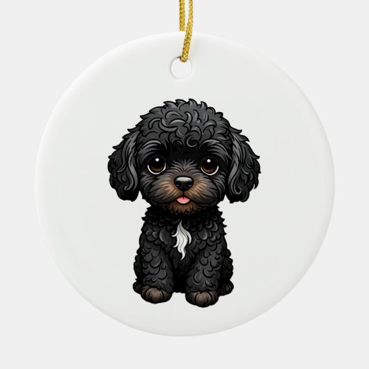 Black Cockapoo Keramisch Ornament (Voorkant)