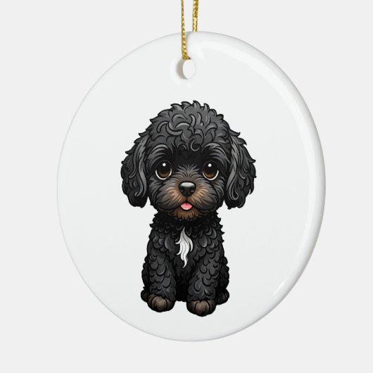 Black Cockapoo Keramisch Ornament (Links)