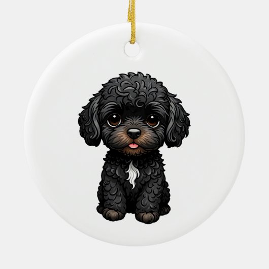 Black Cockapoo Keramisch Ornament (Achterkant)