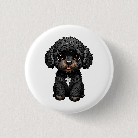 Black Cockapoo Ronde Button 3,2 Cm (Voorkant)