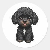 Black Cockapoo Ronde Sticker (Voorkant)