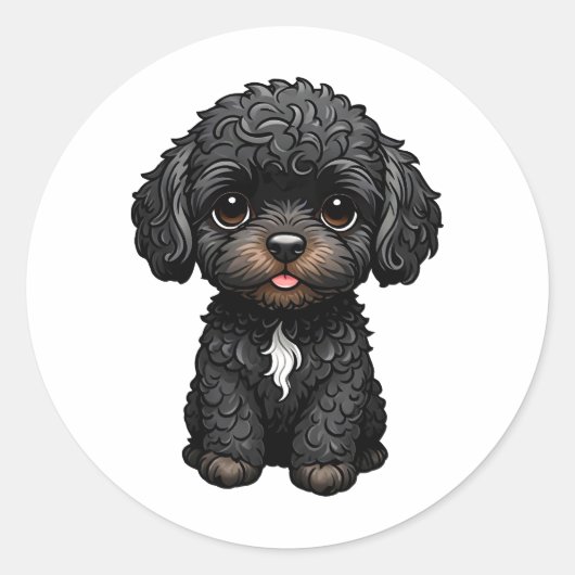 Black Cockapoo Ronde Sticker (Voorkant)