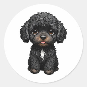 Black Cockapoo Ronde Sticker