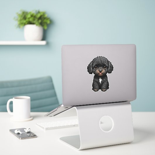 Black Cockapoo Sticker (Laptop op bureau)