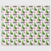 Black Cocker Spaniel, Bird en Kerstboom Cadeaupapier (Vlak)