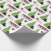 Black Cocker Spaniel, Bird en Kerstboom Cadeaupapier (Hoek)