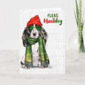 Black Cocker Spaniel Dog Funny Fleas Navidog Feestdagen Kaart (Voorkant)