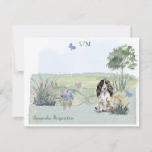 Black Cocker Spaniel Dog Monogram en naam Notitiekaartje (Voorkant)