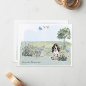 Black Cocker Spaniel Dog Monogram en naam Notitiekaartje (Voorkant / Achterkant in situ)