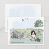 Black Cocker Spaniel Dog Monogram en naam   Notitiekaartje (Voorkant / Achterkant)