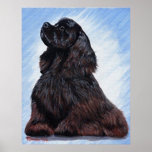 Black Cocker Spaniel Dog Portret Poster (Voorkant)