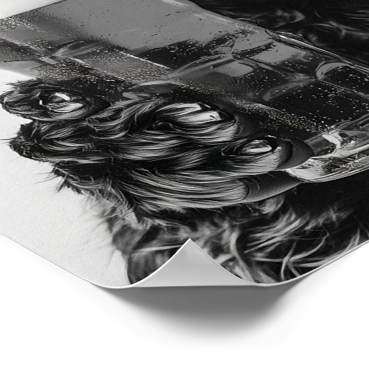 Black Cocker Spaniel Drinking Beer Wall Art, Black Poster (Hoek)