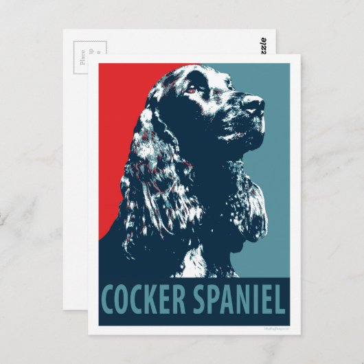 Black Cocker Spaniel Hope Pop Art Briefkaart (Voorkant / Achterkant)