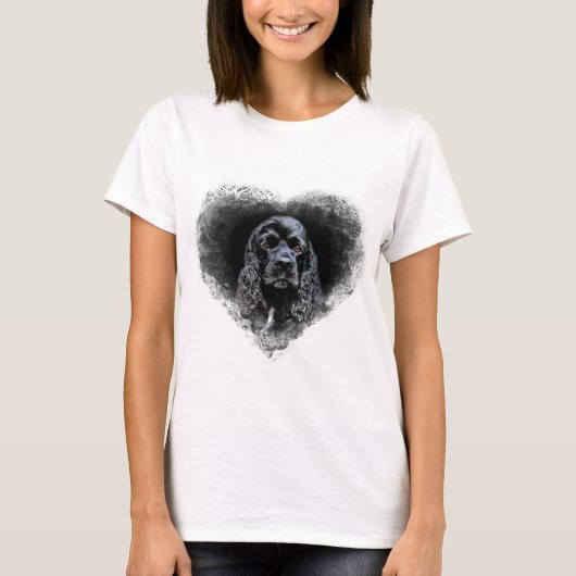 Black Cocker Spaniel in hart T-shirt (Voorkant)