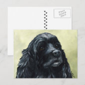 Black Cocker Spaniel Original Dog Art Briefkaart (Voorkant / Achterkant)