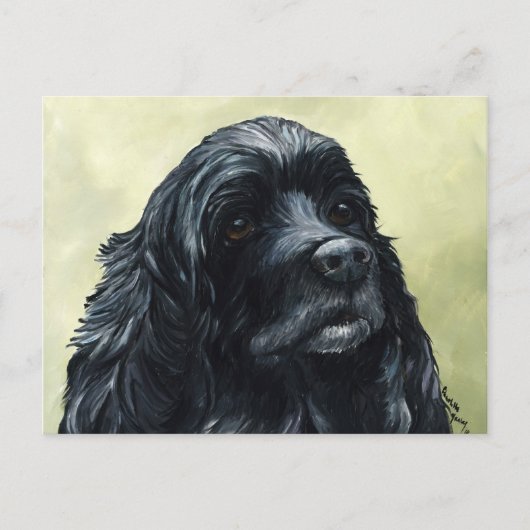 Black Cocker Spaniel Original Dog Art Briefkaart (Voorkant)