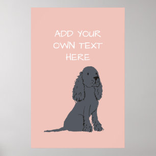Black Cocker Spaniel Personalized Dog Name Poster
