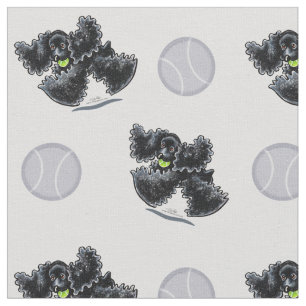 Black Cocker Spaniel Playtime Silver Stof