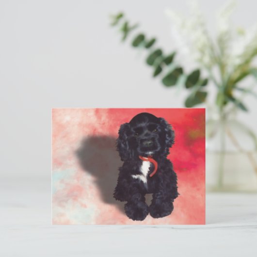 Black Cocker Spaniel Puppy - Abby Briefkaart (Staand voorkant)