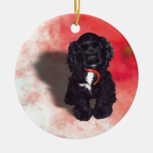 Black Cocker Spaniel Puppy - Abby Keramisch Ornament (Voorkant)