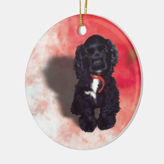 Black Cocker Spaniel Puppy - Abby Keramisch Ornament (Links)