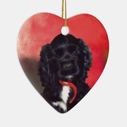 Black Cocker Spaniel Puppy - Abby Keramisch Ornament (Rechts)