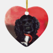 Black Cocker Spaniel Puppy - Abby Keramisch Ornament (Voorkant)