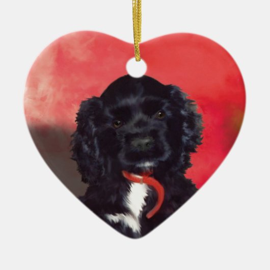 Black Cocker Spaniel Puppy - Abby Keramisch Ornament (Voorkant)