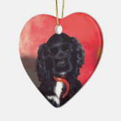 Black Cocker Spaniel Puppy - Abby Keramisch Ornament (Links)