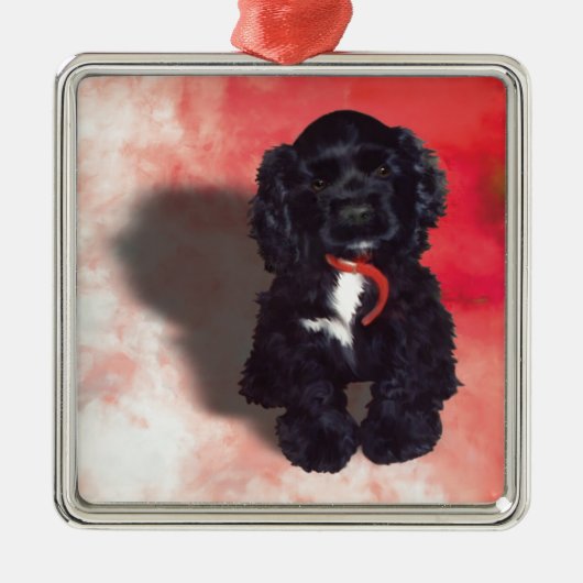 Black Cocker Spaniel Puppy - Abby Metalen Ornament (Voorkant)