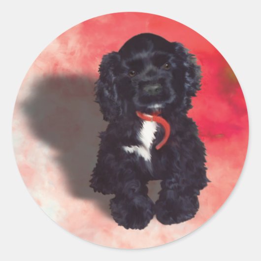 Black Cocker Spaniel Puppy - Abby Ronde Sticker (Voorkant)