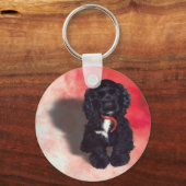 Black Cocker Spaniel Puppy - Abby Sleutelhanger (Voorkant)