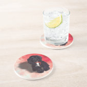 Black Cocker Spaniel Puppy - Abby Zandsteen Onderzetter (Zijkant)