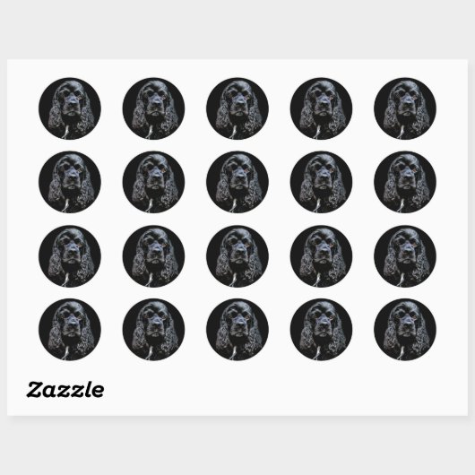 Black Cocker Spaniel Ronde Sticker (Vel)