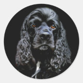 Black Cocker Spaniel Ronde Sticker (Voorkant)