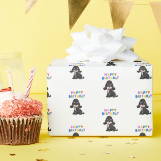 Black Cocker Spaniel Verjaardag Cadeaupapier (Verjaardagsfeest)