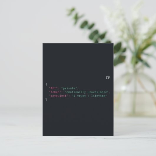 Black Coder Quote Briefkaart –  (Staand voorkant)