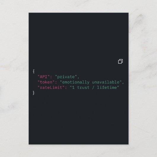Black Coder Quote Briefkaart –  (Voorkant)