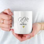 Black Coffee-Mok, monogrammen met liefdeshart Koffiemok