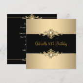 Black Coffee Trim 50th Birthday Party Pearl 3 Kaart (Voorkant / Achterkant)