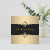 Black Coffee Trim 50th Birthday Party Pearl 3 Kaart (Staand voorkant)