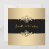 Black Coffee Trim 50th Birthday Party Pearl 3 Kaart (Voorkant)