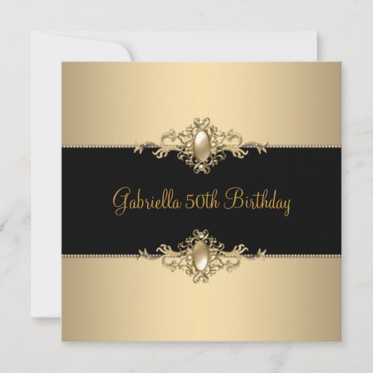 Black Coffee Trim 50th Birthday Party Pearl 3 Kaart (Voorkant)